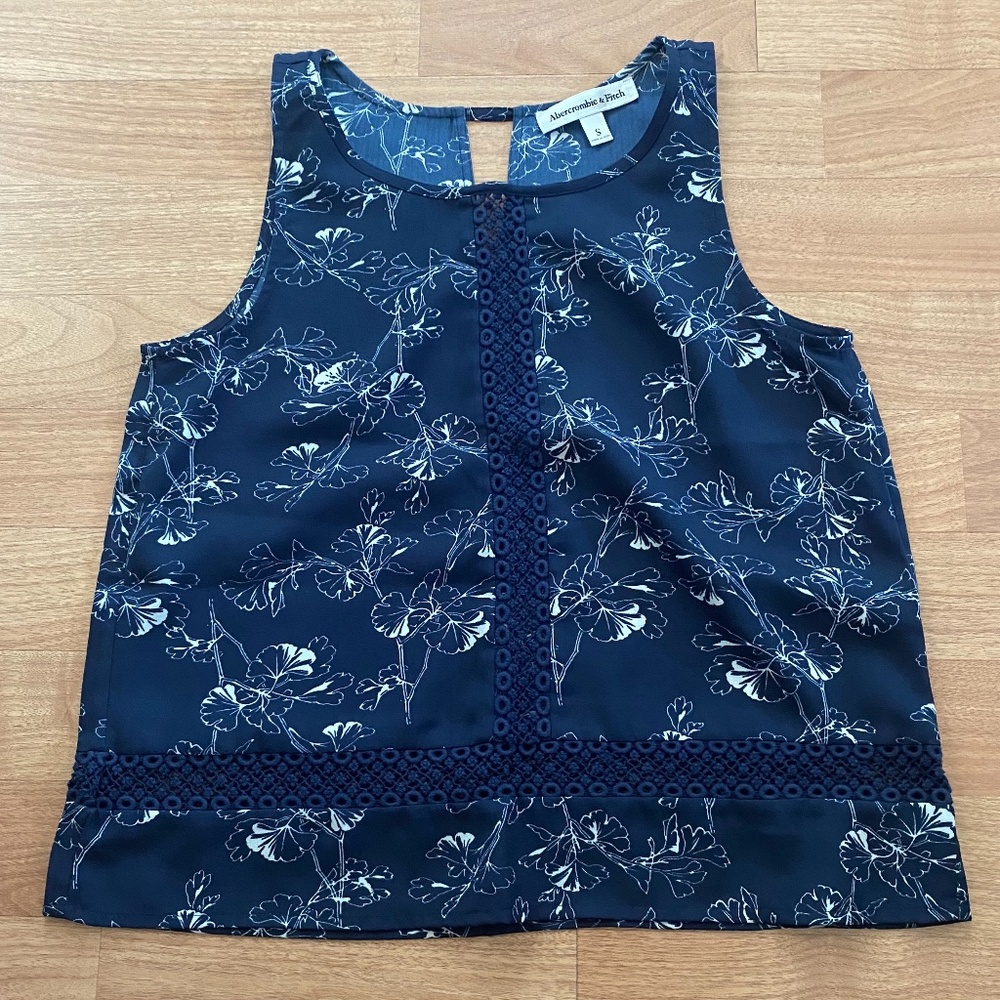 Abercrombie & Fitch Navy Floral Lace Blouse